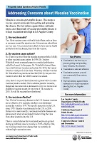 Frequently Asked Questions for Parents: Addressing Concerns about Measles Vaccination
