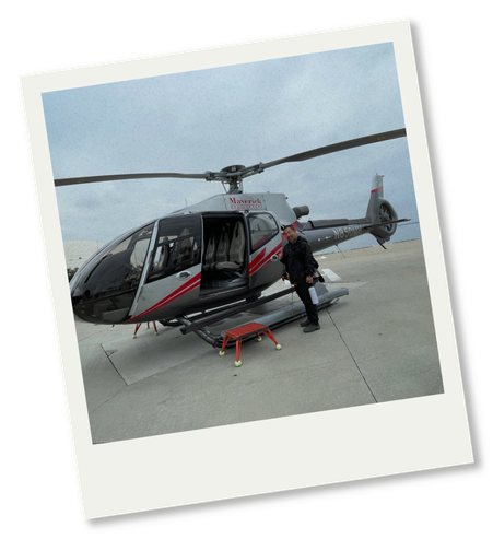 helicopter with Environmental Health Technician