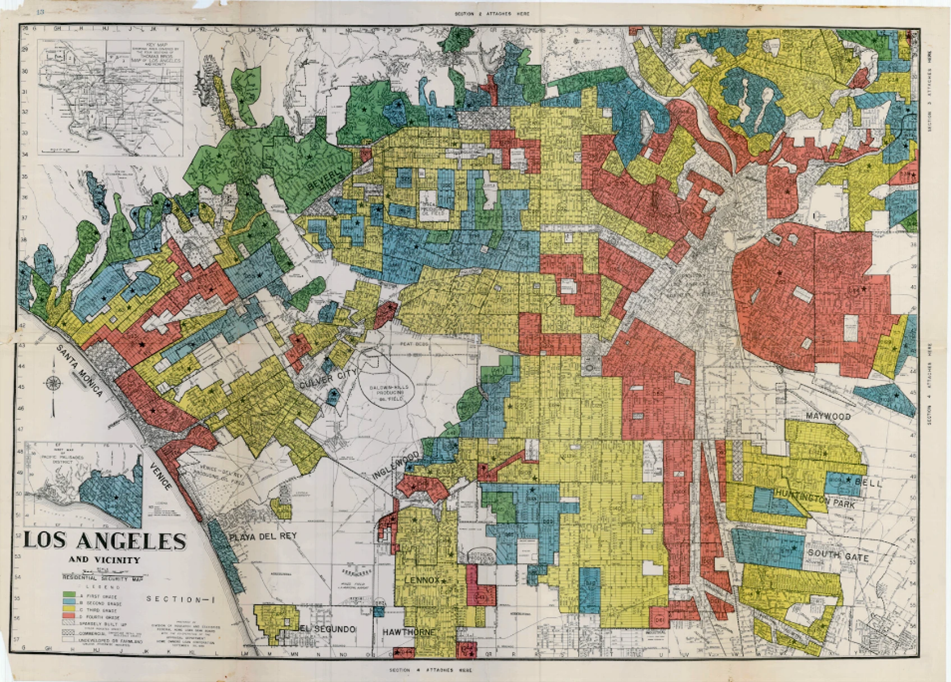 1939 HOLC “redlining” map of central Los Angeles
