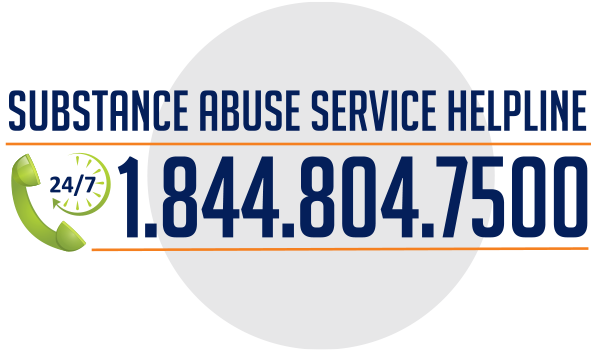 Substance Abuse Services Helpline - toll free at 1.844.804-7500