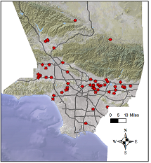 Icon version of 2017 WNV bird map LA County